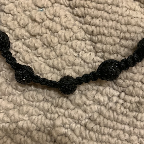 Ajustable black beaded necklace with pearled black beads alternating - Picture 2 of 4
